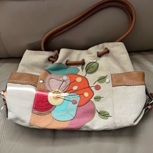 Fossil canvas and leather bag